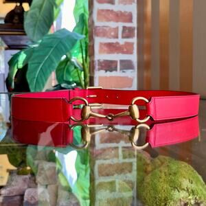 GUCCI Horsebit Red Leather Belt 85/34(6US)
